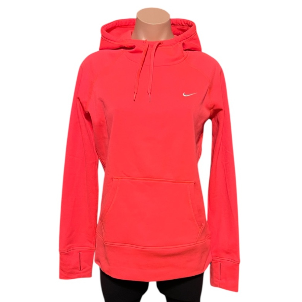 Nike Therma-Fit Women's Vibrant Coral Pink Red Fleece Hoodie Excellent Condition